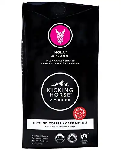 Kicking Horse Coffee, Hola, Light Roast, Ground, 10 oz - Certified Organic, Fairtrade, Kosher Coffee