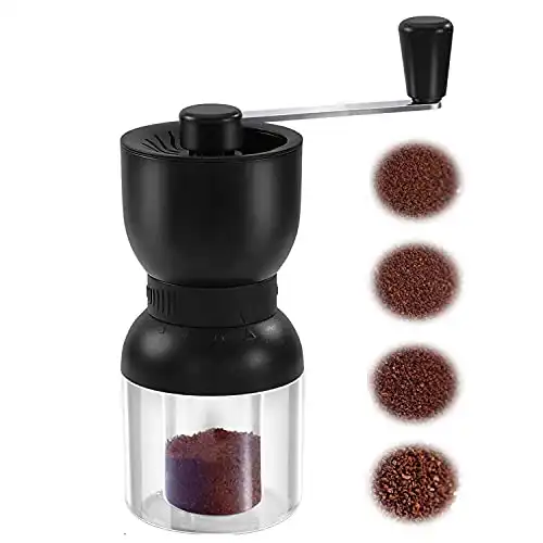 Manual Coffee Grinder with Ceramic Burrs, LHS Hand Coffee Mill with Two Containers Adjustable Coarseness Refillable Lids …