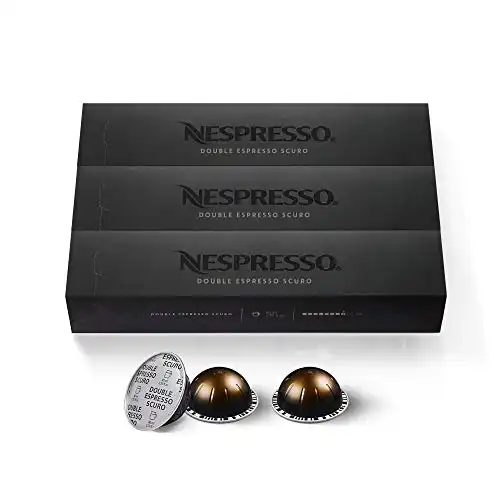 Nespresso Capsules VertuoLine, Double Espresso Scuro, Dark Roast Espresso Coffee, 30 Count Coffee Pods, Brews 2.7 Ounce