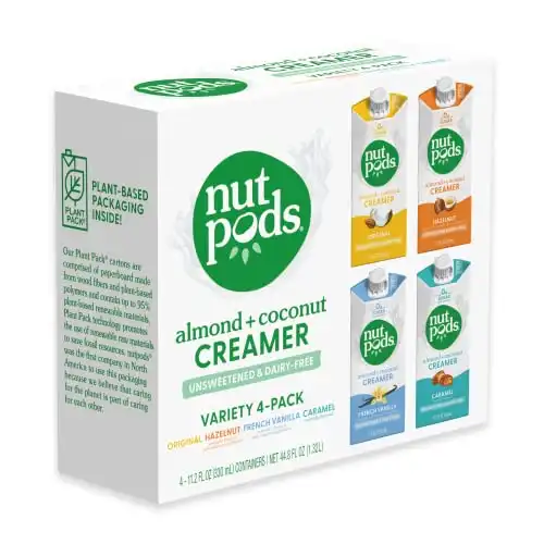 nutpods Variety 4 pack, Original, French Vanilla, Hazelnut and Caramel Unsweetened Dairy-Free