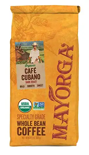 Mayorga Organics Café Cubano Roast, 2lb. Bag, Dark Roast Whole Bean Coffee, Specialty-Grade, USDA Organic, Non-GMO Verified, Direct Trade, Kosher