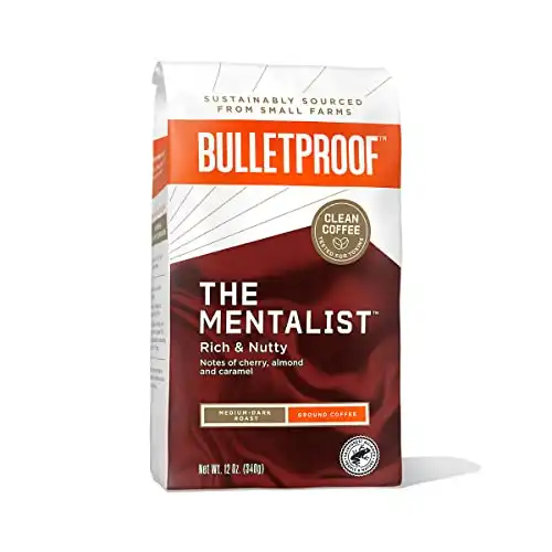 Bulletproof The Mentalist Ground Coffee, Premium Gourmet Medium Dark Roast Organic Beans, Rainforest-Alliance, Perfect for Keto diet, Clean Upgraded coffee (12 Ounces)