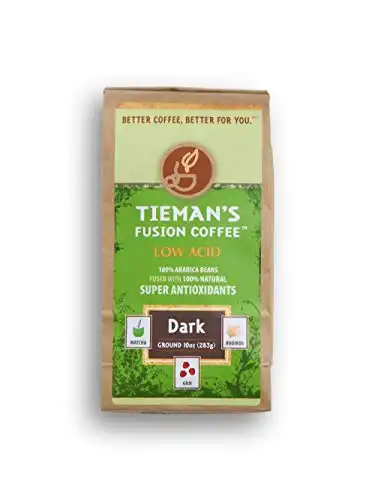 Tieman's Fusion Coffee, Low Acid Dark Roast, Ground, 10-Ounce bag