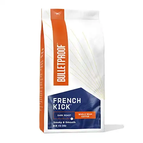 Bulletproof French Kick Whole Bean Coffee, Premium Dark Roast Gourmet Organic Beans, Rainforest Alliance Certified