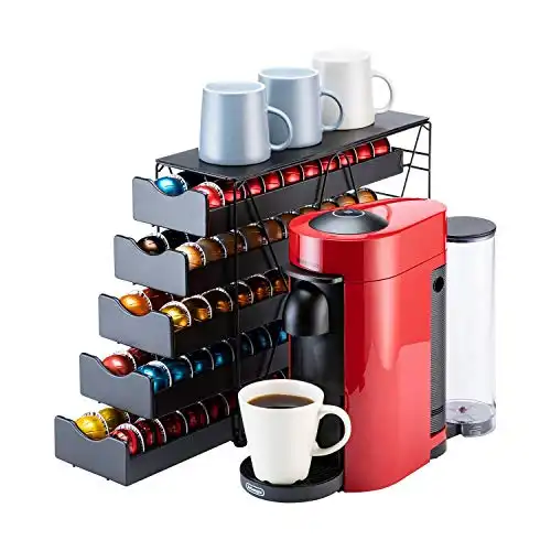 Flagship for Nespresso Pod Holder Drawer Large Mullti Tier Coffee Pod Holder for VertuoLine Pods