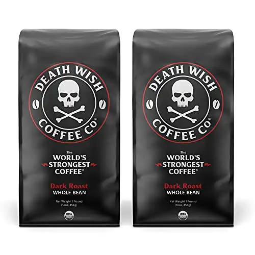 Death Wish Coffee Whole Bean Coffee Bundle Deal, The World's Strongest Coffee, Fair Trade and Organic - 2 lb.