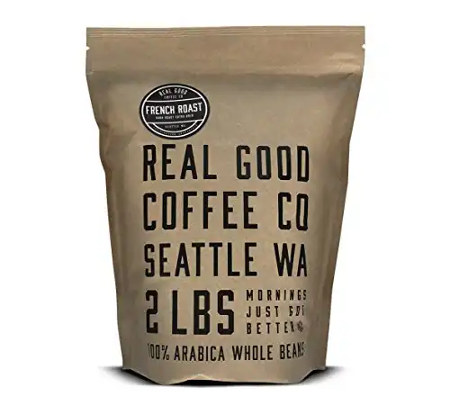 Real Good Coffee Co Whole Bean Coffee, French Roast Extra Dark Coffee Beans, 2 Pound Bag
