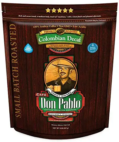 2LB Don Pablo Colombian Decaf - Swiss Water Process Decaffeinated - Medium-Dark Roast - Whole Bean Coffee - Low Acidity - 2 lb Bag