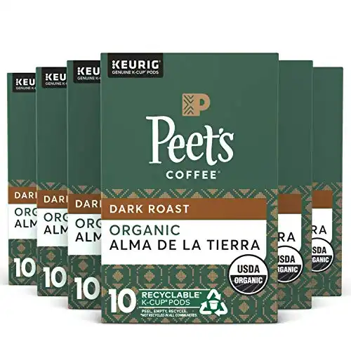 Peet’s Coffee Organic Alma De La Tierra K-Cup Coffee Pods for Keurig Brewers, Dark Roast, 60 Pods