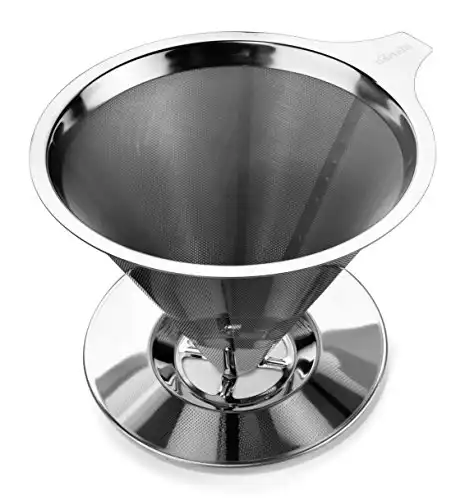 Bartelli Paperless Pour Over Coffee Dripper and Brewer - Permanent Reusable Stainless Steel Filter